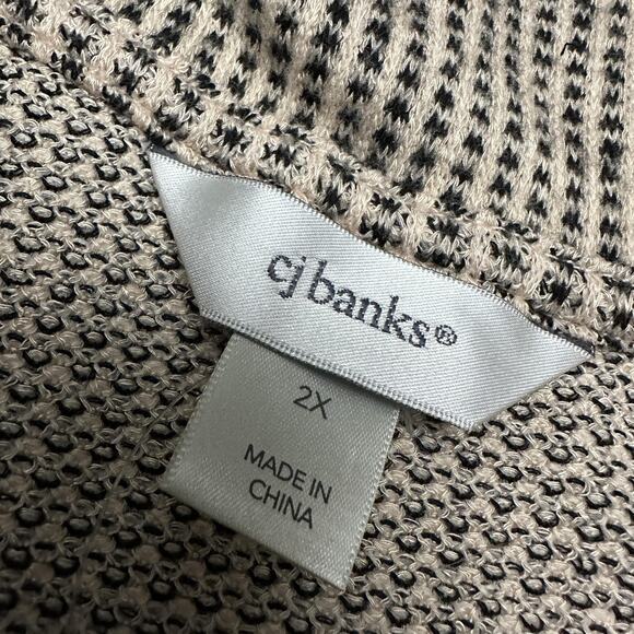 CJ Banks Sweater Womens 2X Beige Black Cowl Neck Soft Cozy New with Tags - Picture 7 of 13